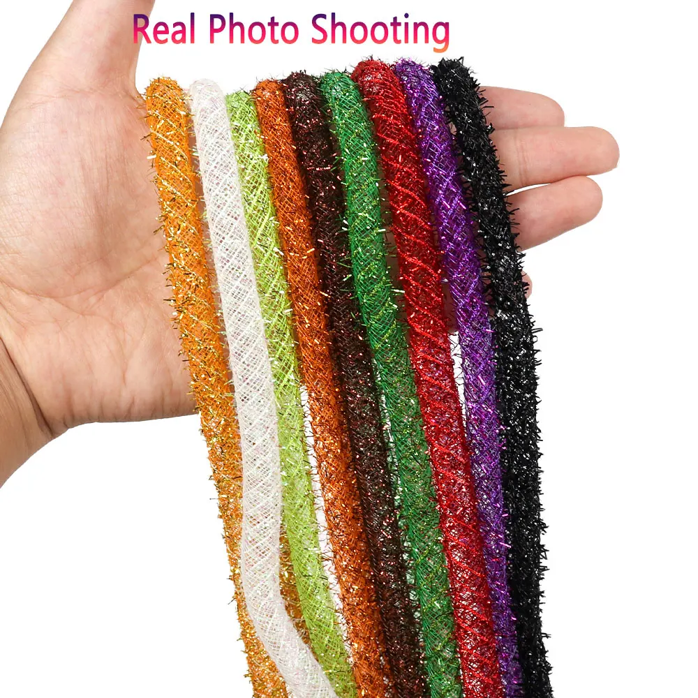 Bimoo-tubo trenzado Mylar de 2 metros, oropel Flashabou, tubo de malla Mylar, serpentina de pececillo, cebo, atado de moscas, Material, Señuelos de Pesca - imagen 5
