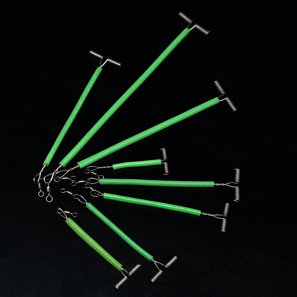 MNFT 8 piezas en forma de T, 3 vías, pesca giratoria, línea cruzada, alambre de acero, brazo líder, fluorescencia - imagen 5