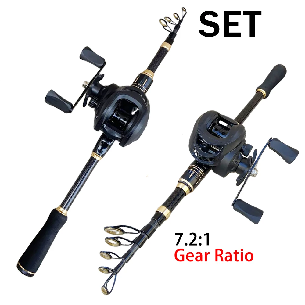 Caña telescópica 1.8/2.1m con carrete 7.2:1 para bass y carp - imagen 4