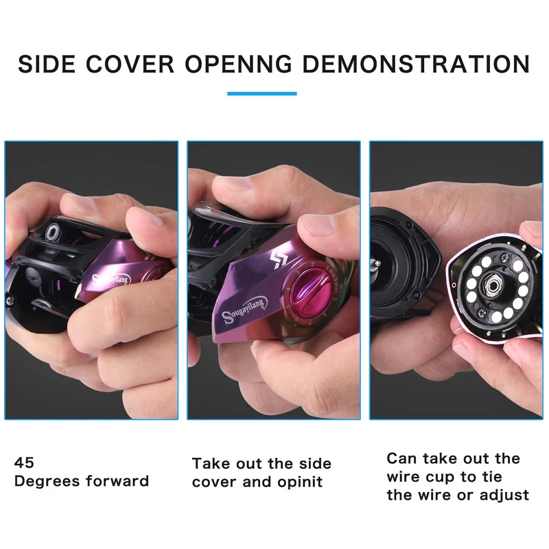 Sougayilang-carrete de Baitcasting colorido, sistema de freno magnético, relación de engranaje 7,2: 1, rueda de pesca, arrastre máximo 8kg, carrete de pesca de agua dulce - imagen 5