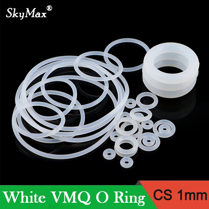 Junta tórica de silicona blanca CS1.0mm OD3/3.5/4/5/6/7 ~ 50mm juntas de sellado de goma de silicona para lavadora de cocina de grado alimenticio 10/50 Uds