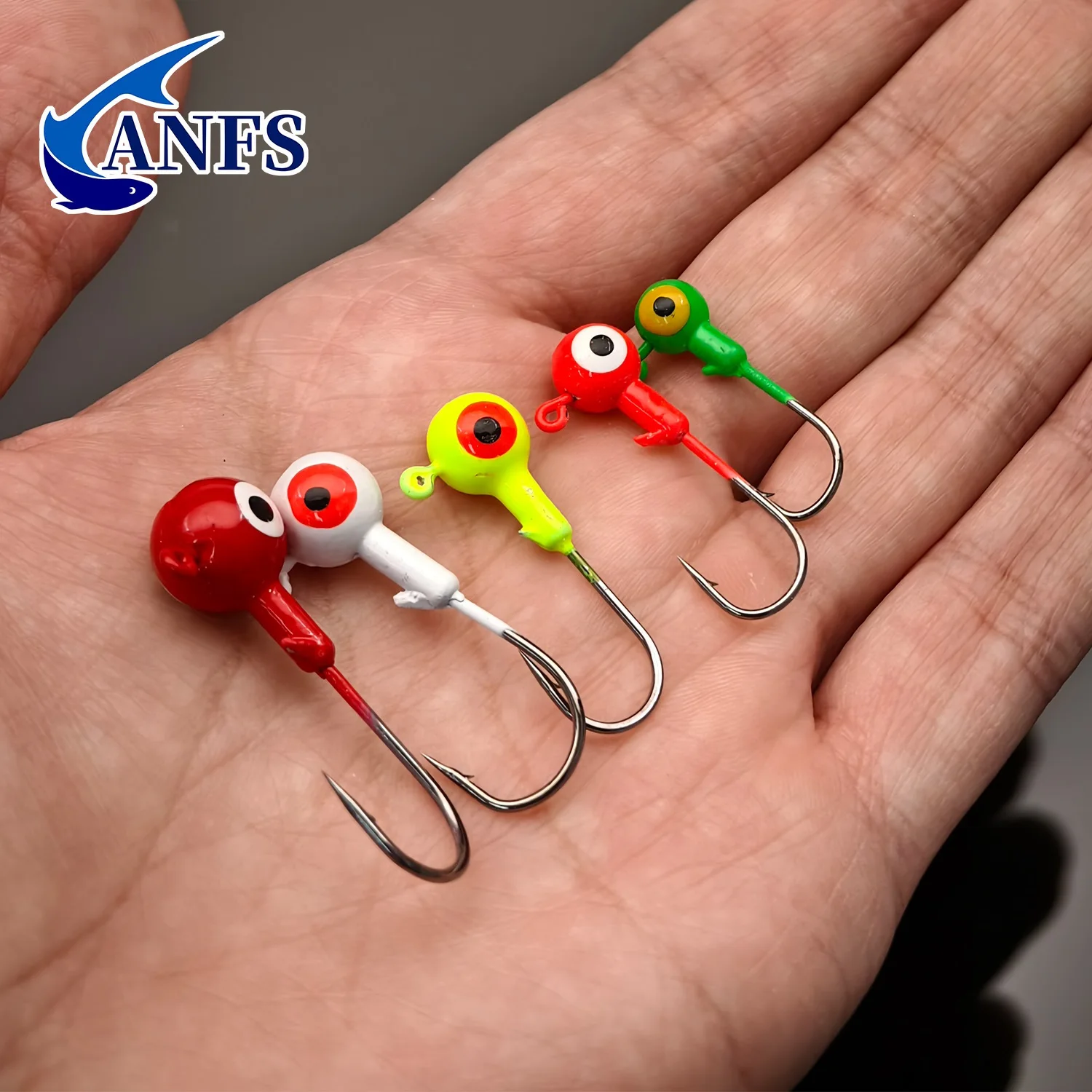ANFS Juego de anzuelos de pesca con peso afilado mejorado, Kit de anzuelos con cabezales de plantilla de plomo, tamaños surtidos con caja de señuelos, 32 Uds. - imagen 5