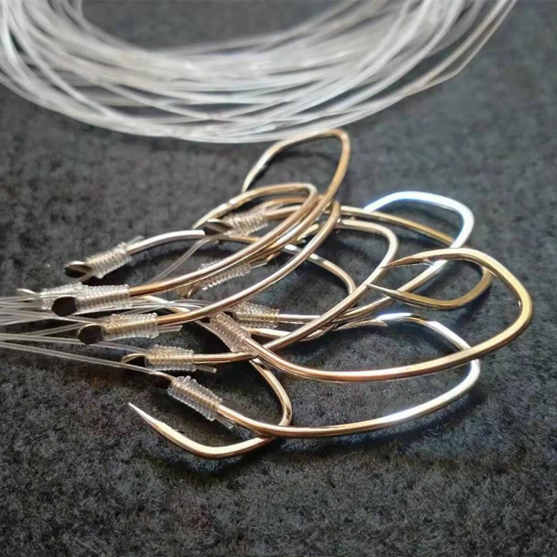 Gancho de lubina atado a mano, subhilo de nailon para barco marino, depósito de pesca, accesorios de equipo de pesca grande, 10 pares/bolsa - imagen 5