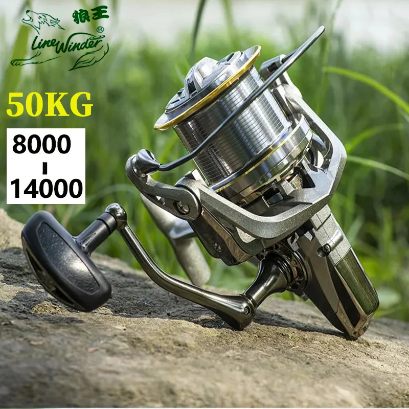 Carrete de pesca giratorio grande de 50KG 14000-8000 9000 10000 12000 carrete giratorio pflueger para pesca en aguas profundas - imagen 2