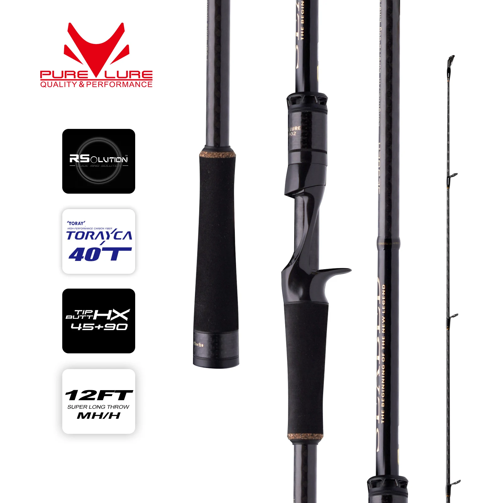 PURELURE SEABED 12 pies 3,0 m 3,3 m 3,6 m ML MH caña giratoria para lubina caña de pescar de lanzamiento largo de alto carbono en carrete giratorio más