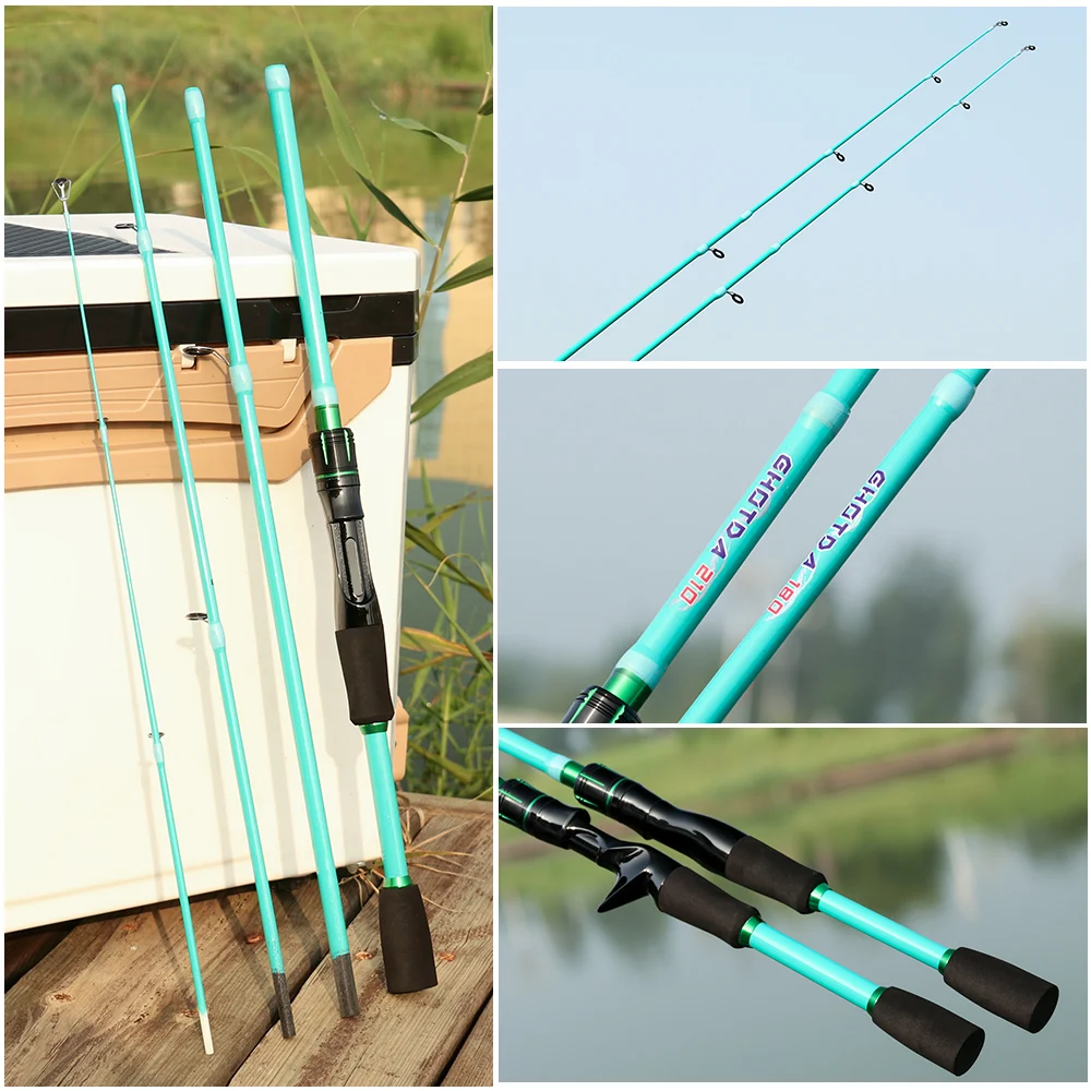 Caña de pescar con señuelo fundido/espinado de 2,1/1,8 m, caña de surf portátil ultraligera de carbono para viaje, 4/5 secciones con mango de EVA para todas las aguas - imagen 5