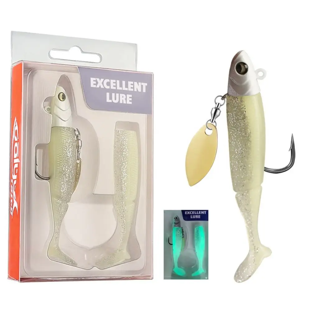 Cebo de lubina suave de silicona de alta calidad con anzuelo de plomo, señuelo de pececillo Artificial de 9,5 cm y 20g, cuchara giratoria suave, cebo de pesca - imagen 2