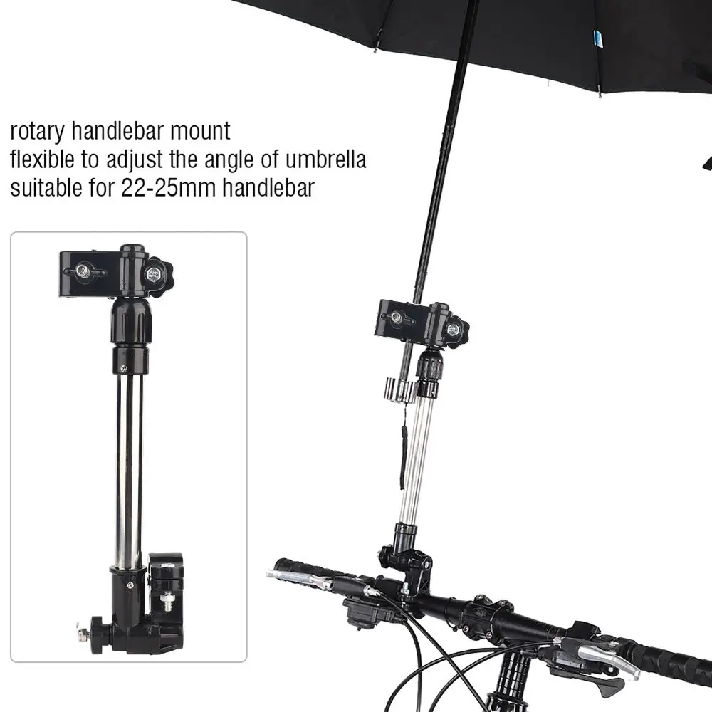 Soporte de paraguas ajustable ABS + acero inoxidable negro + soporte de extensión de paraguas plateado fácil de instalar resistente - imagen 3