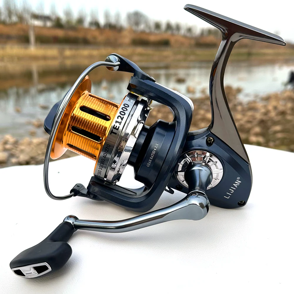 Carrete de pesca de agua de mar de alto rendimiento, rueda de aleación de aluminio duradera de fundición larga serie 9000-12000, elección de pesca perfecta - imagen 2