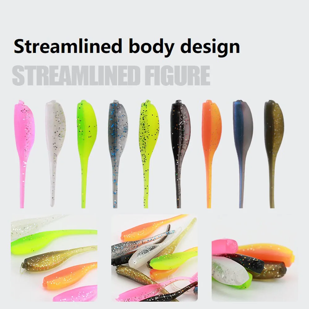 MAGBLUE-señuelo de pesca de renacuajo, cebos blandos de 50mm/1g, cebo de pesca de raíz de silicona Bicolor, Wobblers Swimbait para anzuelo de pesca, 10 unidades por lote - imagen 3