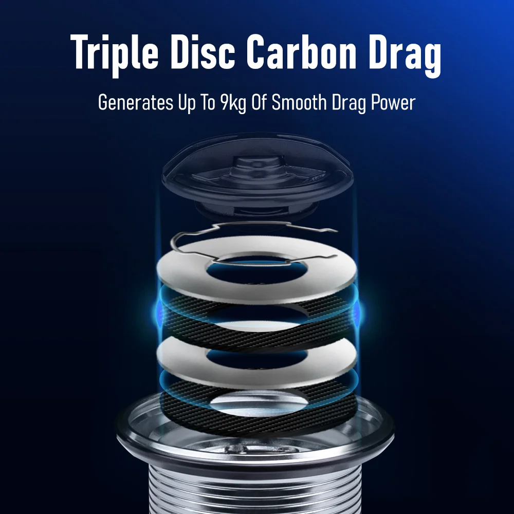 Carrete de pesca giratorio Kingdom, arrastre máximo de 9kg, relación de engranaje 5,2: 1, 8 + 1 rodamientos, Material de nailon y carbono de agua dulce, carrete de aparejos de pesca - imagen 4