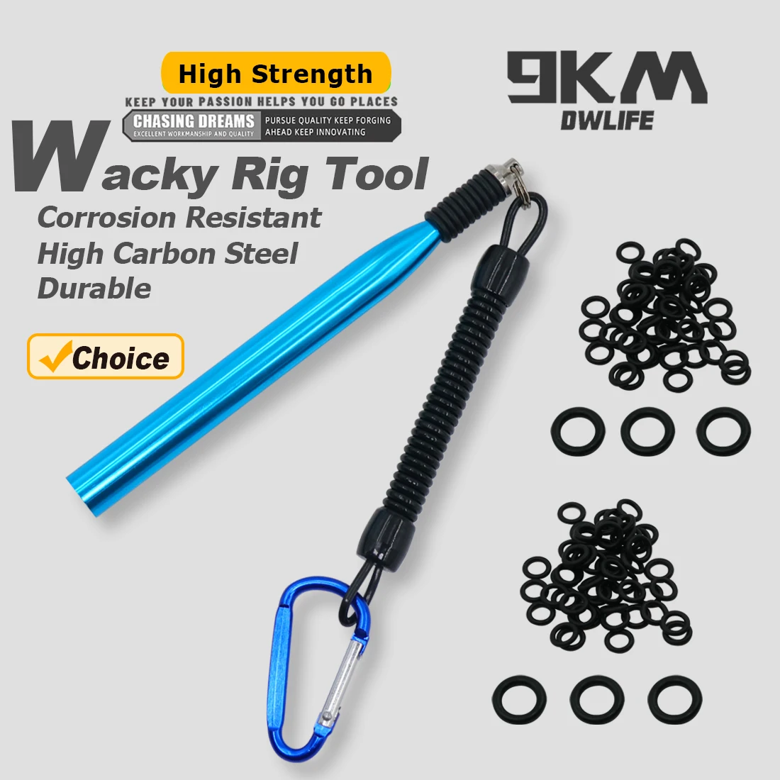 Herramienta de aparejo loco de 9 KM y 50 juntas tóricas de gusano, herramienta de anillo loco, kit de gusano loco para cebos blandos Senko Stick