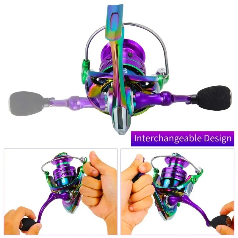 Carrete de pesca giratorio Sougayilang 1000-5000, relación de alta velocidad 5,2: 1, agarre EVA, arrastre máximo, mango de 12kg, carrete de pesca de agua dulce para carpa - imagen 3