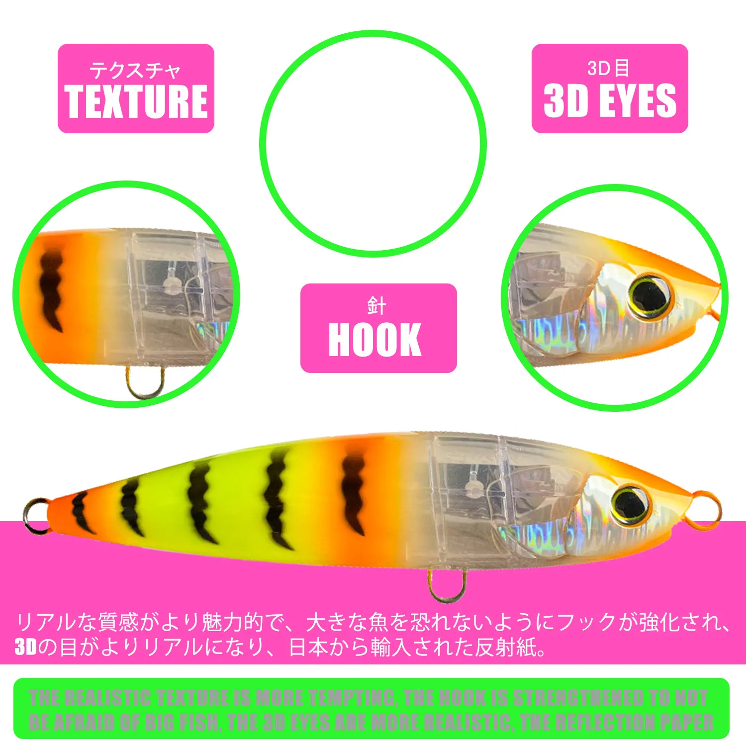 Señuelo de pesca de lápiz grande, cebo duro Artificial flotante de 90g y 135g, accesorio para pesca de atún mandarín GT, Leurre - imagen 3