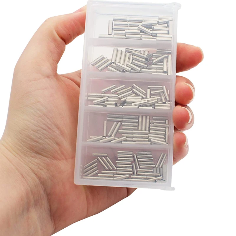 Tubo de engarzado de barril de cobre, manguitos de bucle de prensado para sedal de pesca, conector de cuerda de Cable para líder de pesca, 500/250 Uds. - imagen 5