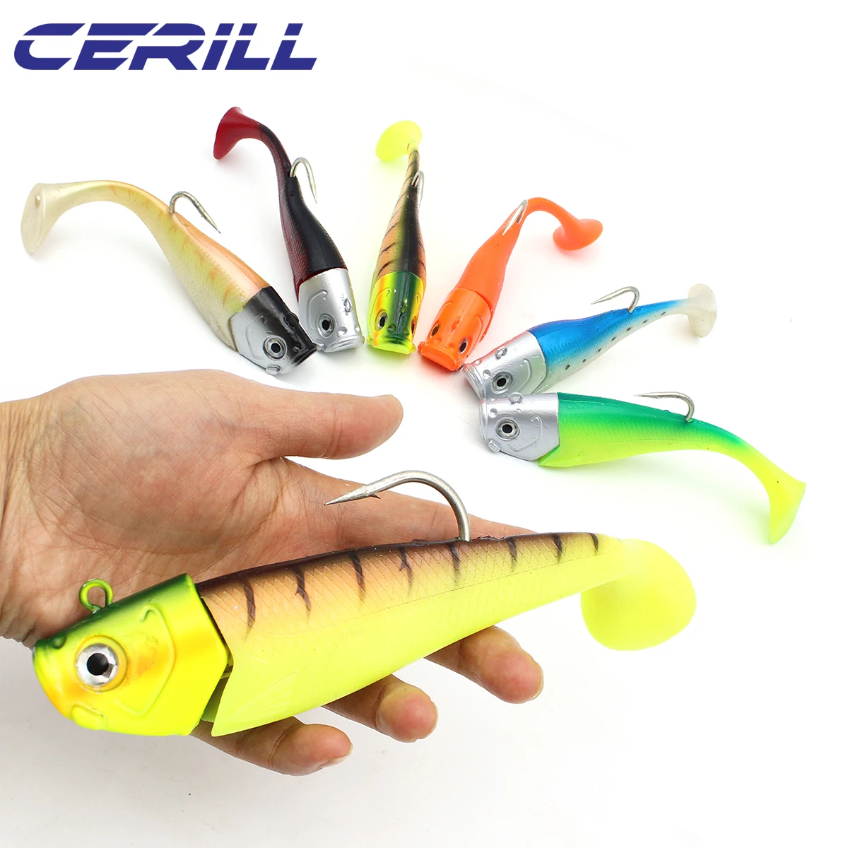 Cerill Jig Head con Ojos 3D – Señuelo de Vinilo para Pesca en Roca