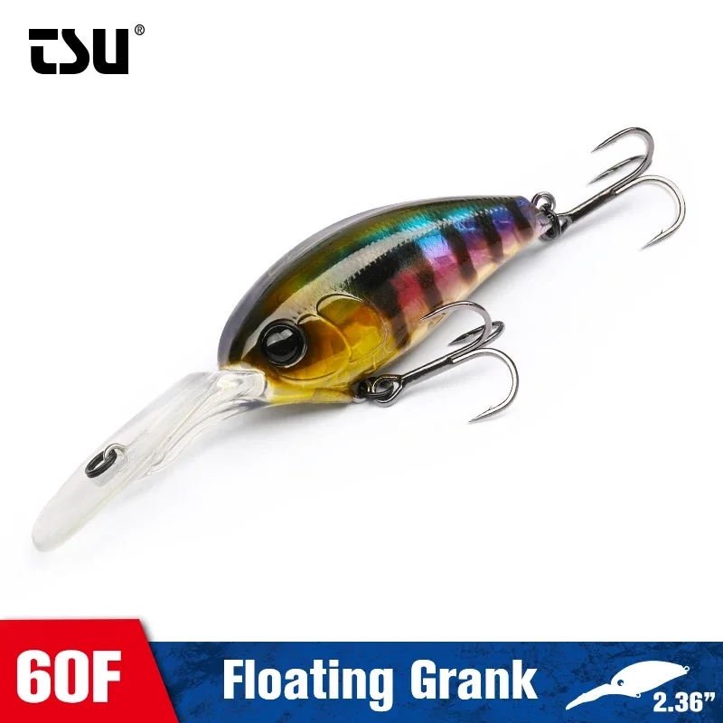 TSURINOYA 60mm/16,6g Crankbait Deep Dive 0-3m señuelo de pesca flotante CHASER Wobbler perca Pike Ajing manivela de pesca cebo duro - imagen 3