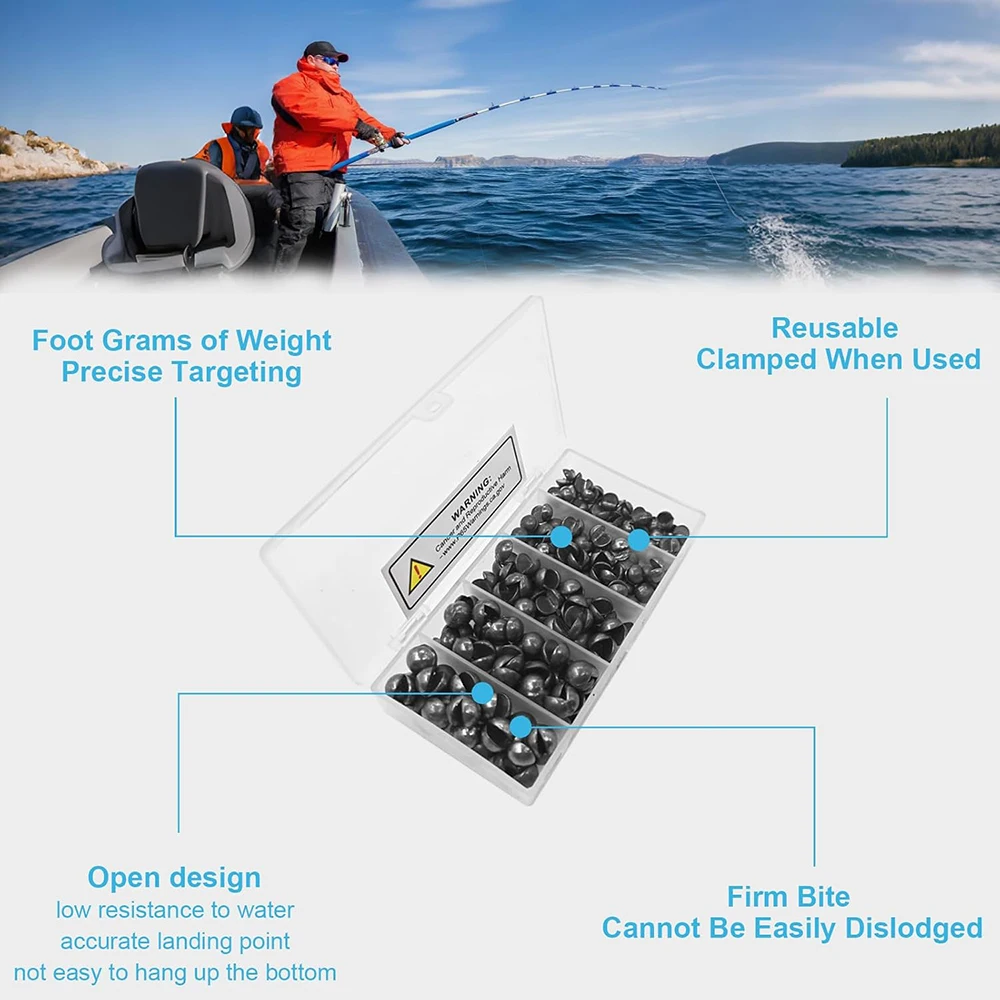 Juego de mordeduras de plomo, 60/120 Uds., mordedor de plomo abierto, balsa de plomo abierta redonda desnuda, Clip de pesca, equipo de pesca de plomo, plataforma de caída de plomo - imagen 4