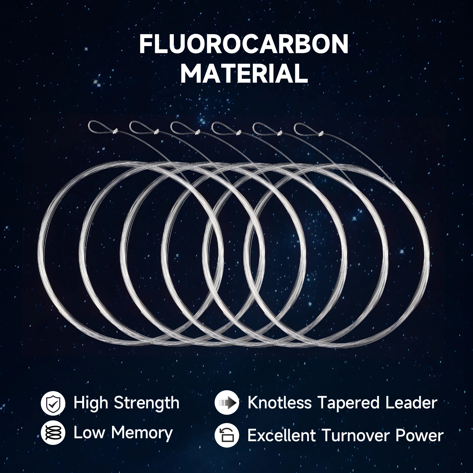 Línea de pesca con mosca líder cónico Maximumcatch 100% fluorocarbono puro 9 pies 0-7X línea líder con bucles cable de pesca de Color transparente - imagen 4