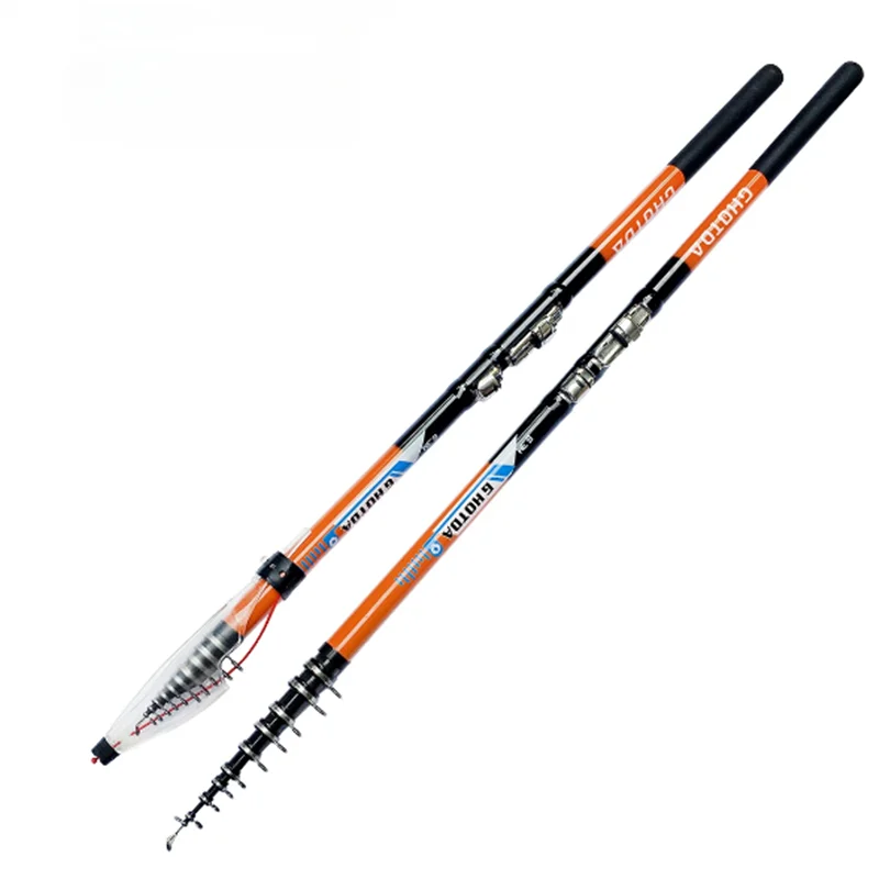 Caña de pescar telescópica portátil de fibra de carbono resistente, caña de pescar de 2,7 m, 3,6 m, 4,5 m, 5,4 m, 6,3 m, para viaje en barco oceánico - imagen 3