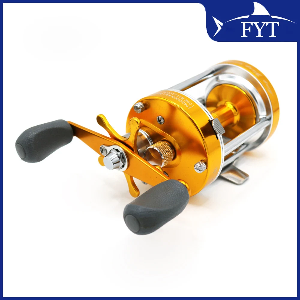 Carrete de Pesca de Mar MingYang CL60, rodamiento de bolas de Metal 2 + 1BB, rueda de tambor para mano derecha, Color dorado - imagen 4