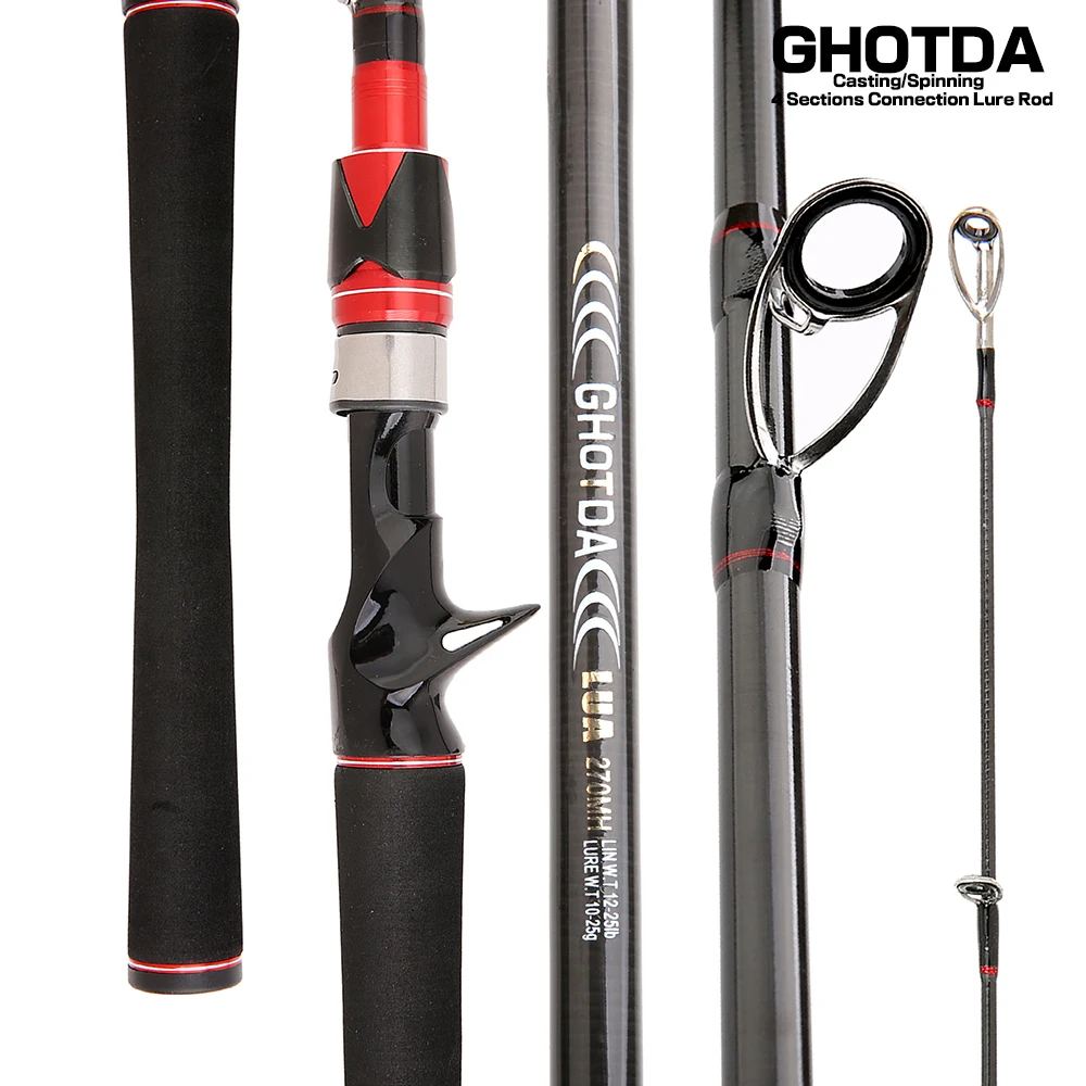 GHOTDA-caña de pescar telescópica de carbono, carrete de Metal, serie 2,1/2,4/2,7/3,0 M, 4 secciones, 2000 - imagen 2
