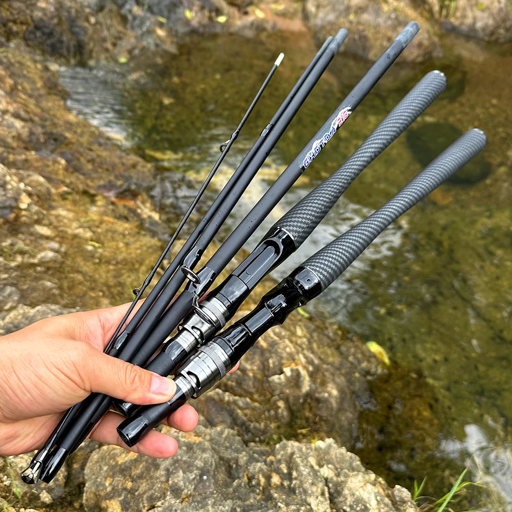 Cañas de pescar con señuelo giratorio ultraligero, caña de fundición multiseccional de viaje, diseño de inserción M, peso de señuelo de acción rápida 3-18g - imagen 4