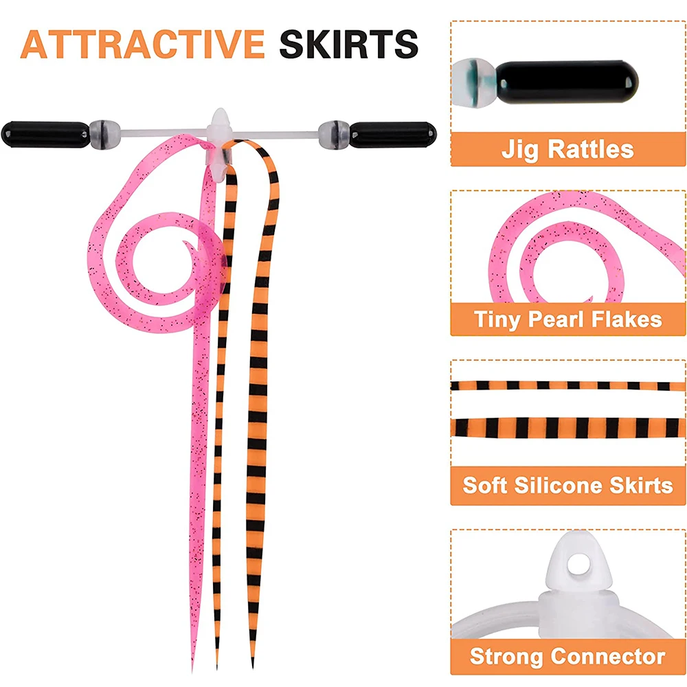 Faldas de plantilla de silicona con doble brazo, 12 piezas, sonajeros, DIY, Spinnerbait, Buzzbaits, falda de repuesto, falda de pesca de lubina de goma - imagen 3