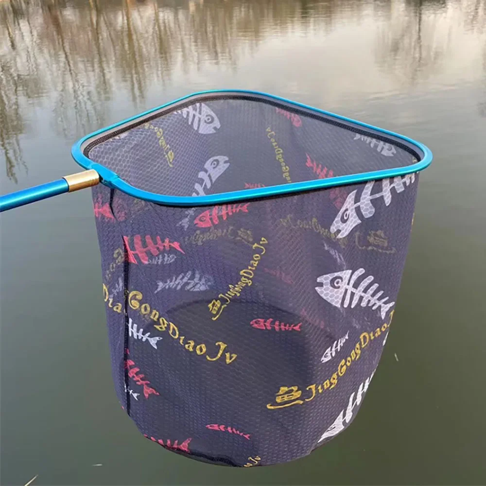 Cabezal de red de pesca de aleación de aluminio desmontable con bolsillo de malla Trangular, accesorios de herramientas de pesca de malla de espina de pescado de colores - imagen 3