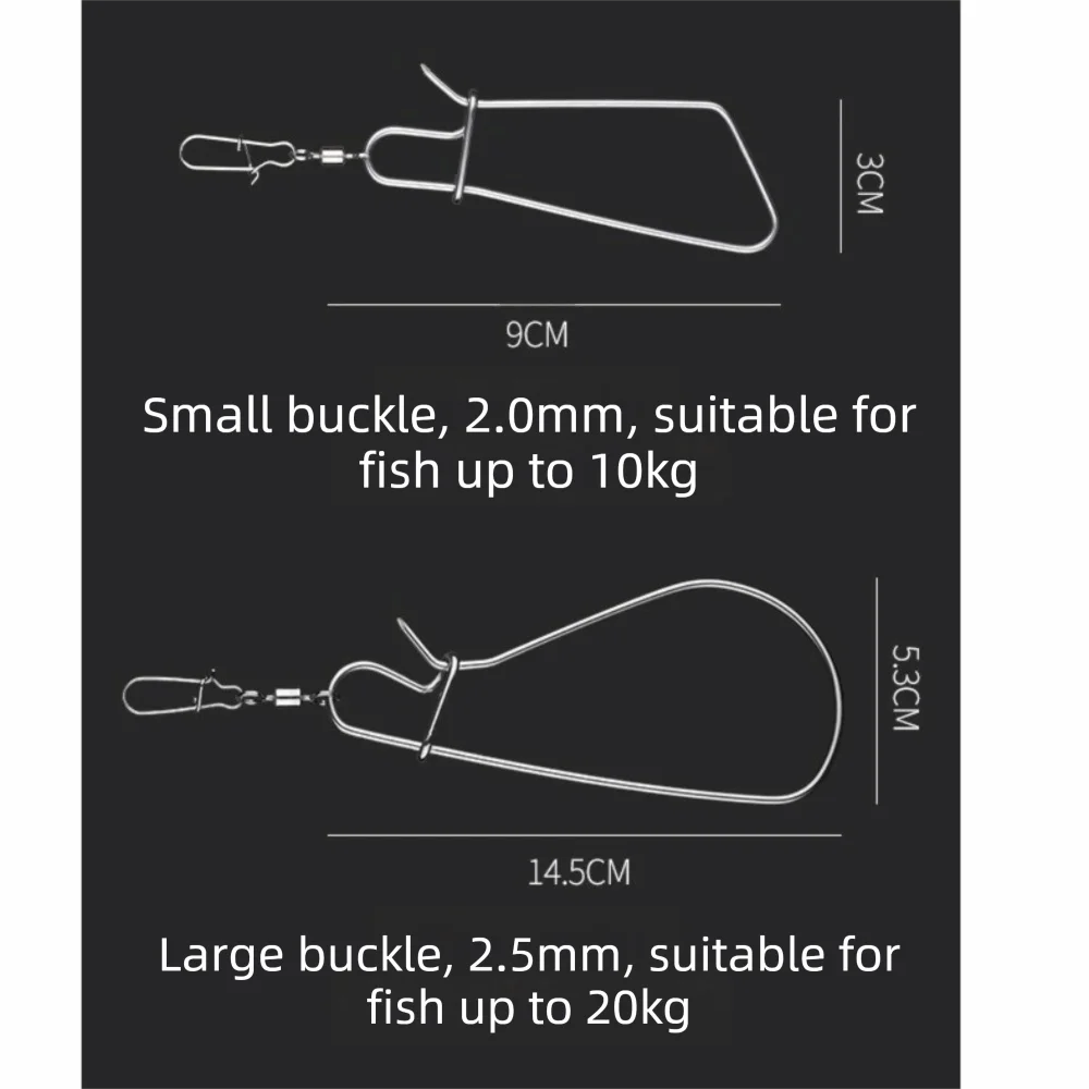 Hebilla portátil de acero inoxidable para peces vivos, forma de pato, 6 botones, botón de pesca, diseño Simple, colgante, pesca en carretera - imagen 4