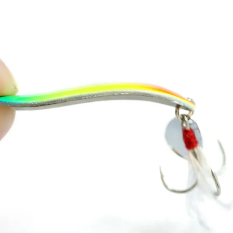 OUTKIT-señuelo tipo cuchara de Metal, 5g/9g/13g/18g/21g, señuelo de pesca de agua salada con pluma láser, cebo que se hunde para el cuerpo, cebo de pesca de carpa - imagen 4