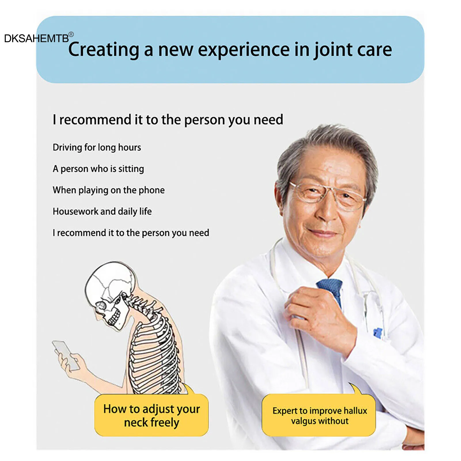 Collar Cervical de espuma para dormir, estabiliza y alivia la presión en la columna vertebral, mujeres, hombres, adultos y ancianos - imagen 2