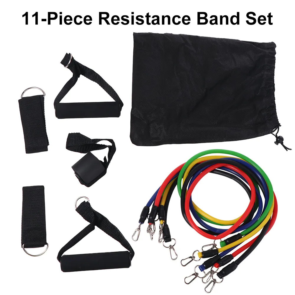 11 unids/set de cuerda de tensión TPE portátil, banda de entrenamiento elástica antirotura duradera, tubos de látex, juego de cuerda de tracción colorida, entrenamiento en casa - imagen 2