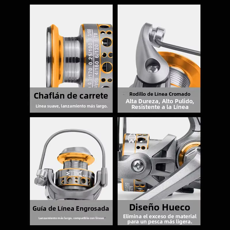 Mini carrete giratorio CHILENT serie 500 12/12 + 1BB carrete de pesca de arrastre máximo de 5kg relación de engranaje 5,2: 1 ultraligero para pesca en hielo/balsa - imagen 5