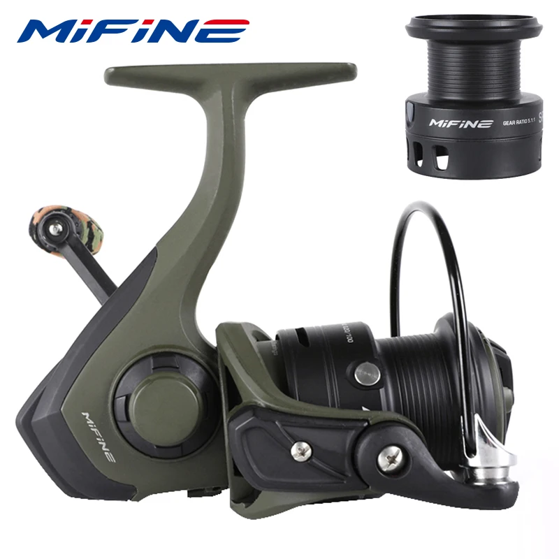 MIFINE ARMY-Carrete de pesca de carpa, carrete giratorio para lubina, agua salada y agua dulce, arrastre máximo de 6kg, 5 + 1BB, 5,1: 1