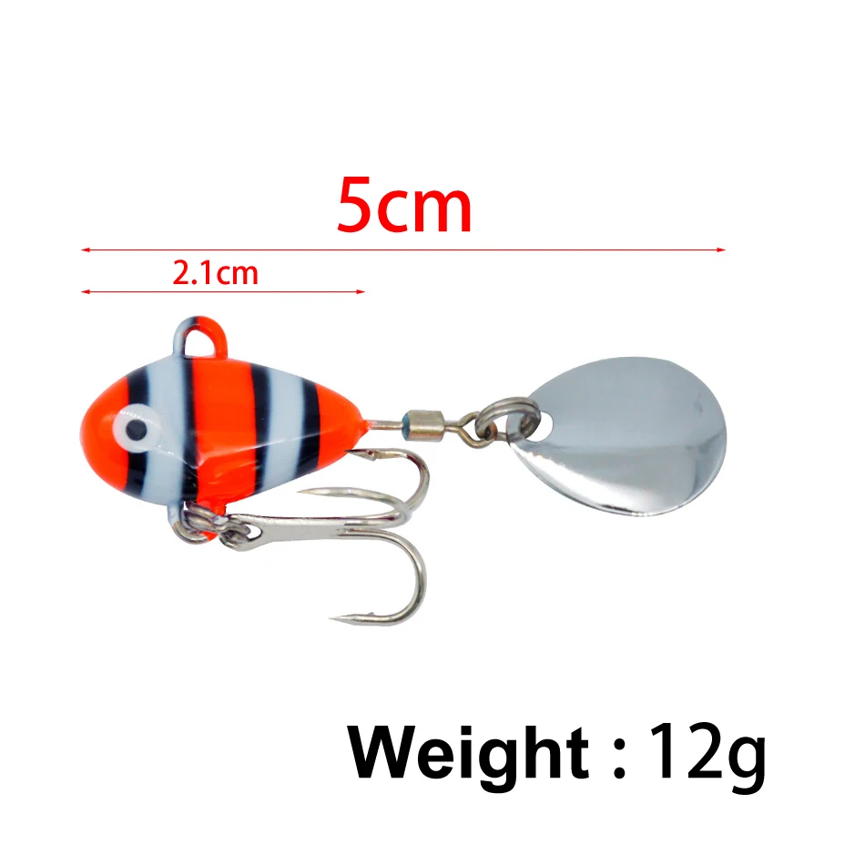 Cebo duro de plomo VIB de Metal, cebo compuesto de lentejuelas, hoja de voz, Micro materia, giratorio, cebo falso, Luya, 10g, 5cm, 1 unidad por lote - imagen 2