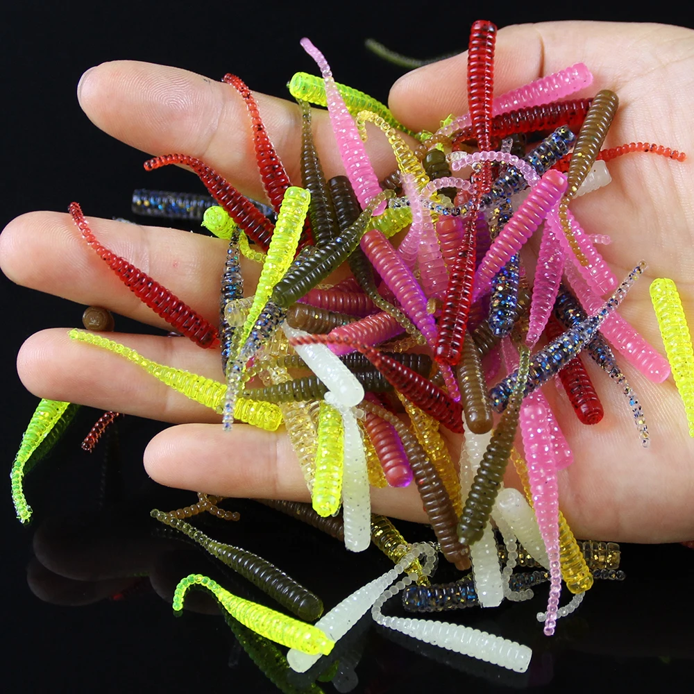 Spinpoler Mini Micro cola cebo suave señuelo de pesca gusano de silicona 4cm Ajing Jerking natación Minnow para lubina hielo roca pescado 100 Uds - imagen 3