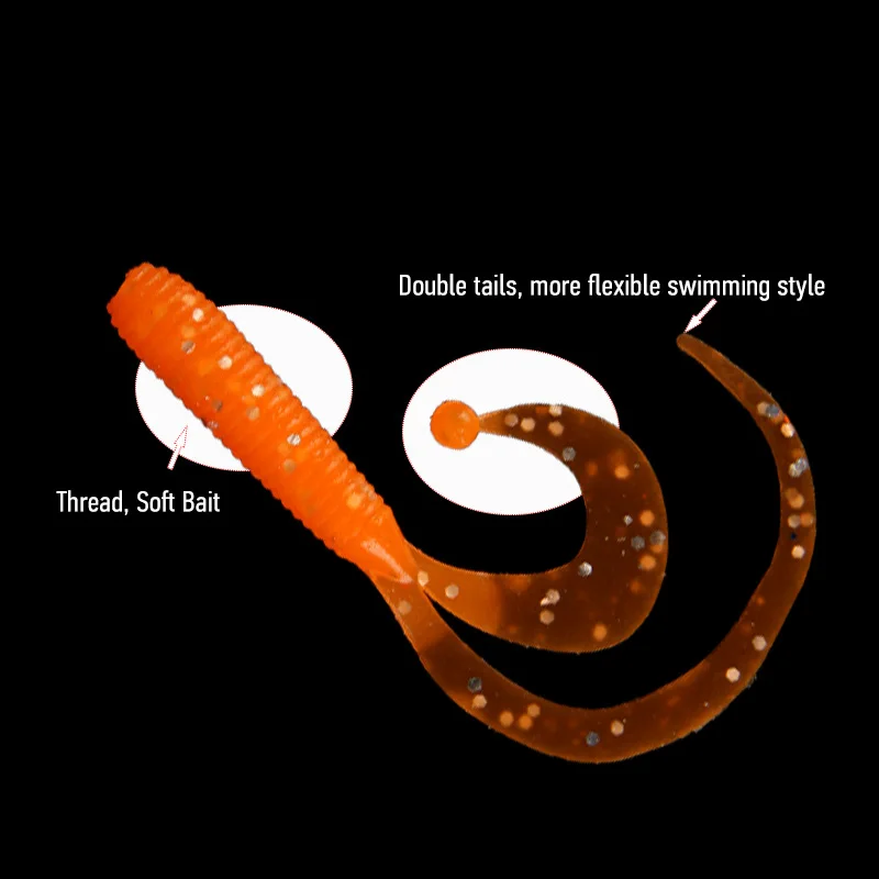 ARDEA-señuelo de gusano suave, 70mm/1g, 10 piezas, de silicona, Artificial, espiral, cola de elfo, Tridente, aparejos de pesca Isca - imagen 3
