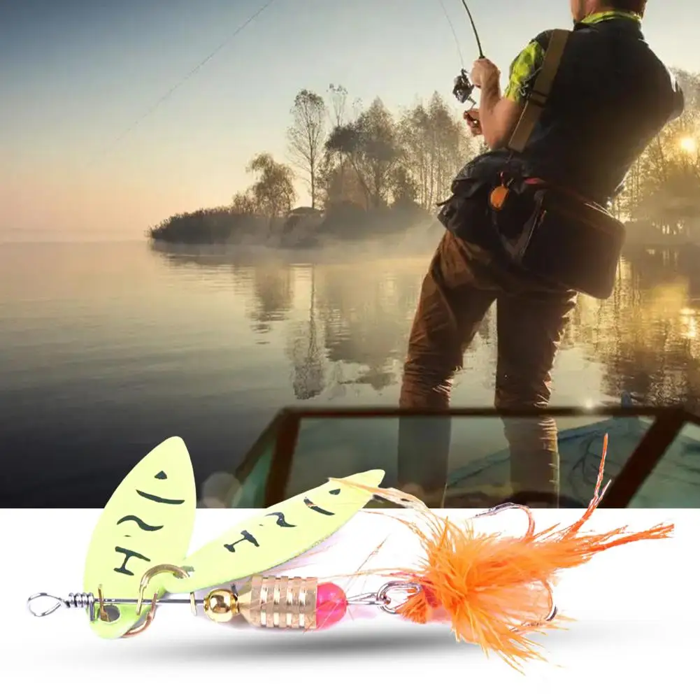 Cebo de lentejuelas de 4,5G, anzuelo afilado con pluma, simulación de hoja de Pesca, Señuelos de lentejuelas giratorias artificiales, señuelos de cuchara - imagen 4