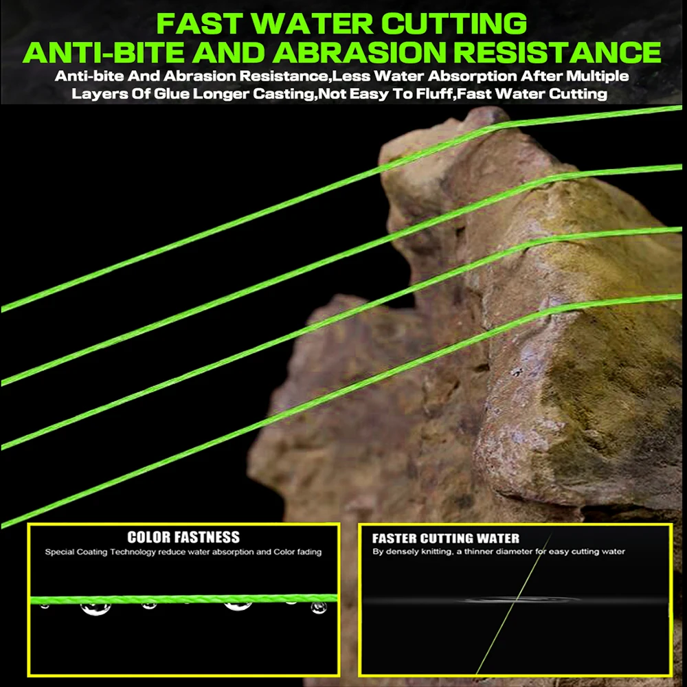 JOF-sedal de Pesca con mosca, multifilamento fuerte de 300m/100m, PE de 4 hebras, alambre de tiro largo, suave, duradero, Pesca de carpa de 10lb ~ 80lb - imagen 5