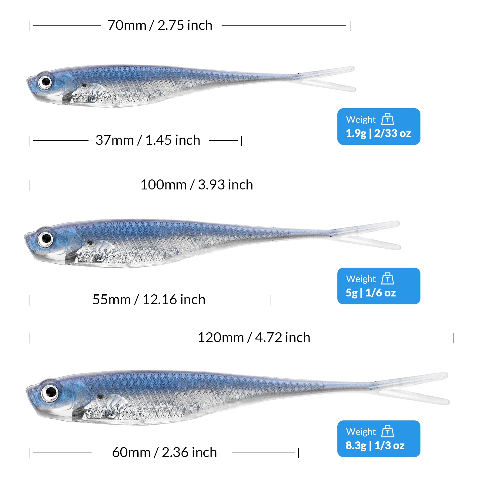 THKFISH-cebos blandos de pesca, 6 uds., 75mm, 1,9g, cola de horquilla, sábalo, señuelos blandos de silicona, Swimbaits artificiales para lubina, trucha, Lucio - imagen 2