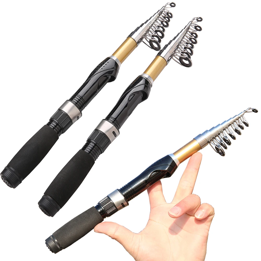 Caña de pescar portátil de 1,5-2,1 M, caña de pescar telescópica de carbono pequeña y fuerte para viaje, barco de mar, caña de pescar en roca, tiro de lanzamiento de larga distancia - imagen 3