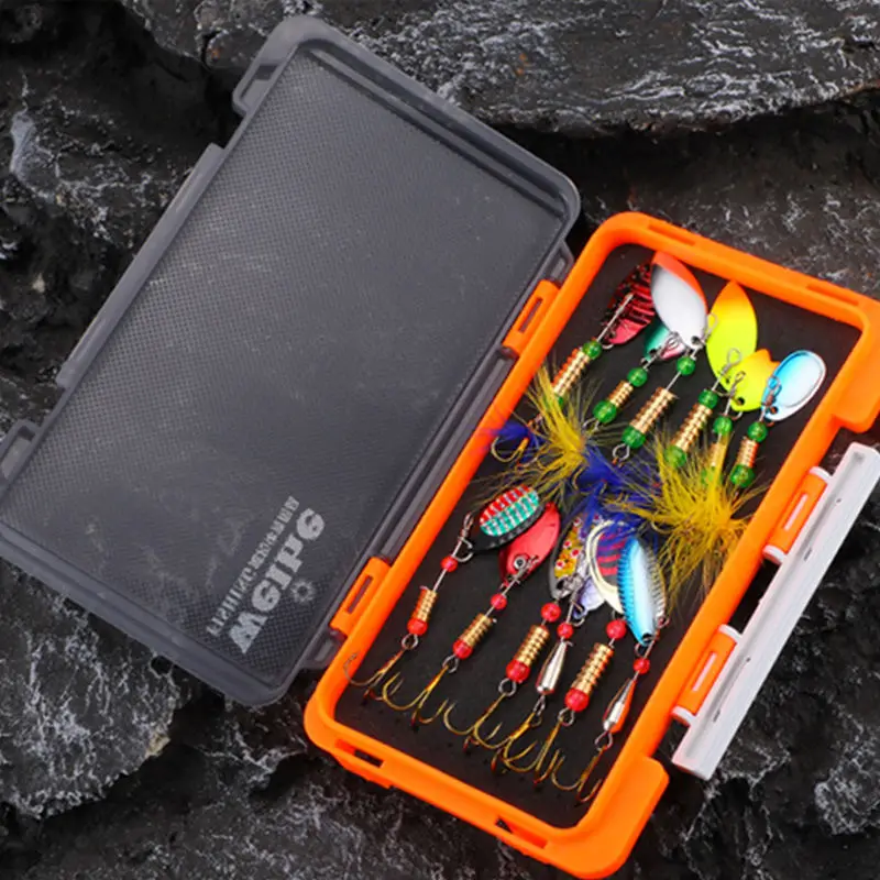 WEIHE-Juego de Señuelos de Pesca giratorios de Metal, Kit de cebo con cuchara de Metal, Combo de Señuelos giratorios, 12 Uds. - imagen 4