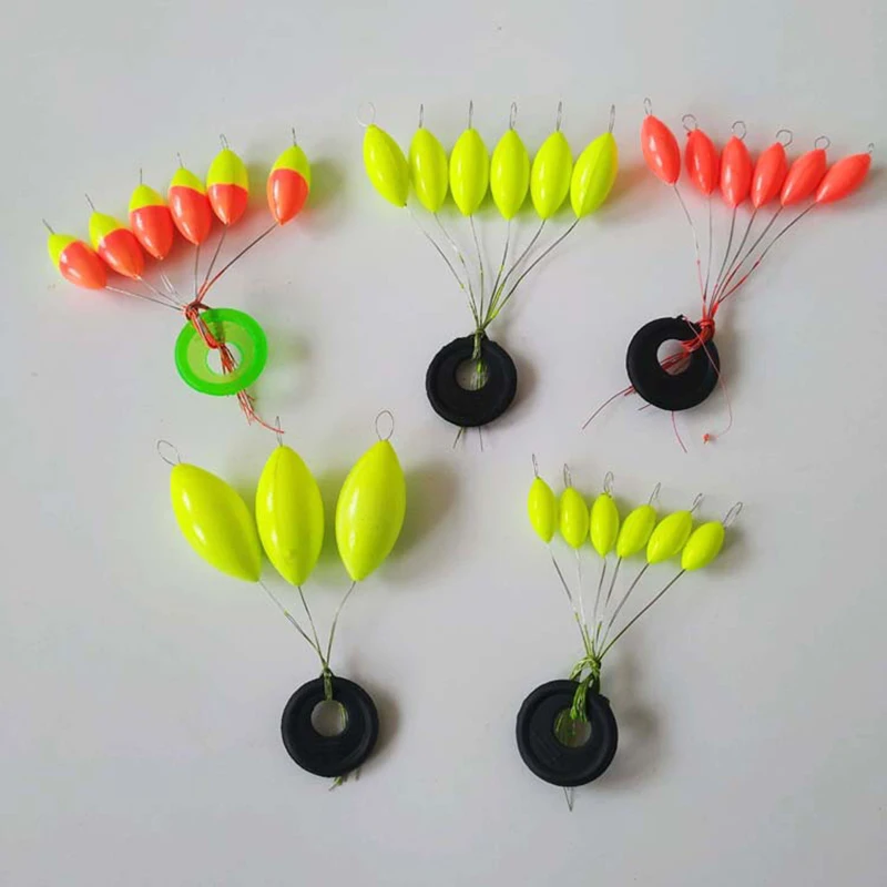 80 paquetes/lote flotador de pesca ovalado S/M/L/XL/XXL 20mm aparejo de pesca de carpa hacer frijoles flotantes rojo/amarillo/mezcla flotador de siete estrellas D029 - imagen 3