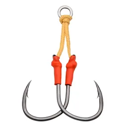 5 unids/bolsa doble único gancho lento de acero al carbono anzuelo de pesca de mar pesca de agua salada anzuelos de ayuda de Jigging de Metal