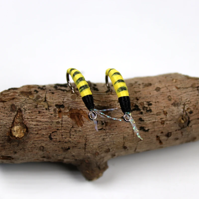 Wifreo-Señuelos de Pesca artificiales, 10 piezas, tamaño #6, parpadeante, rojo, amarillo, Pupa Larva, ninfa, Mosca, trucha, lubina - imagen 4