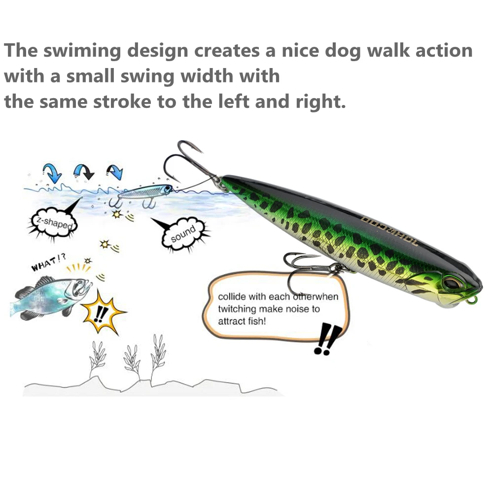 Señuelo flotante lápiz flotante 100 mm superficie de agua micro objeto palabra perro Z palabra perro - imagen 3