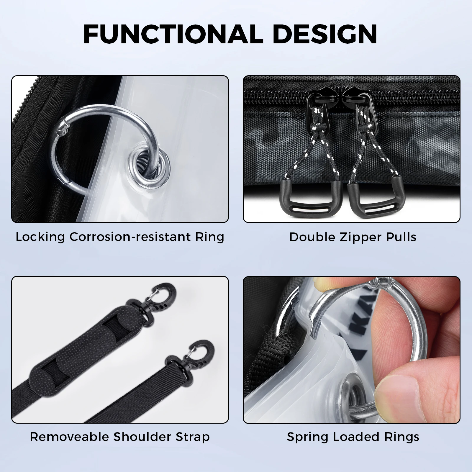 KastKing BaitSpace Bolsa de aparejos con carpeta de cebo desmontable – Mangas transparentes grandes, tela duradera resistente al agua 900D, plástico blando B - imagen 5