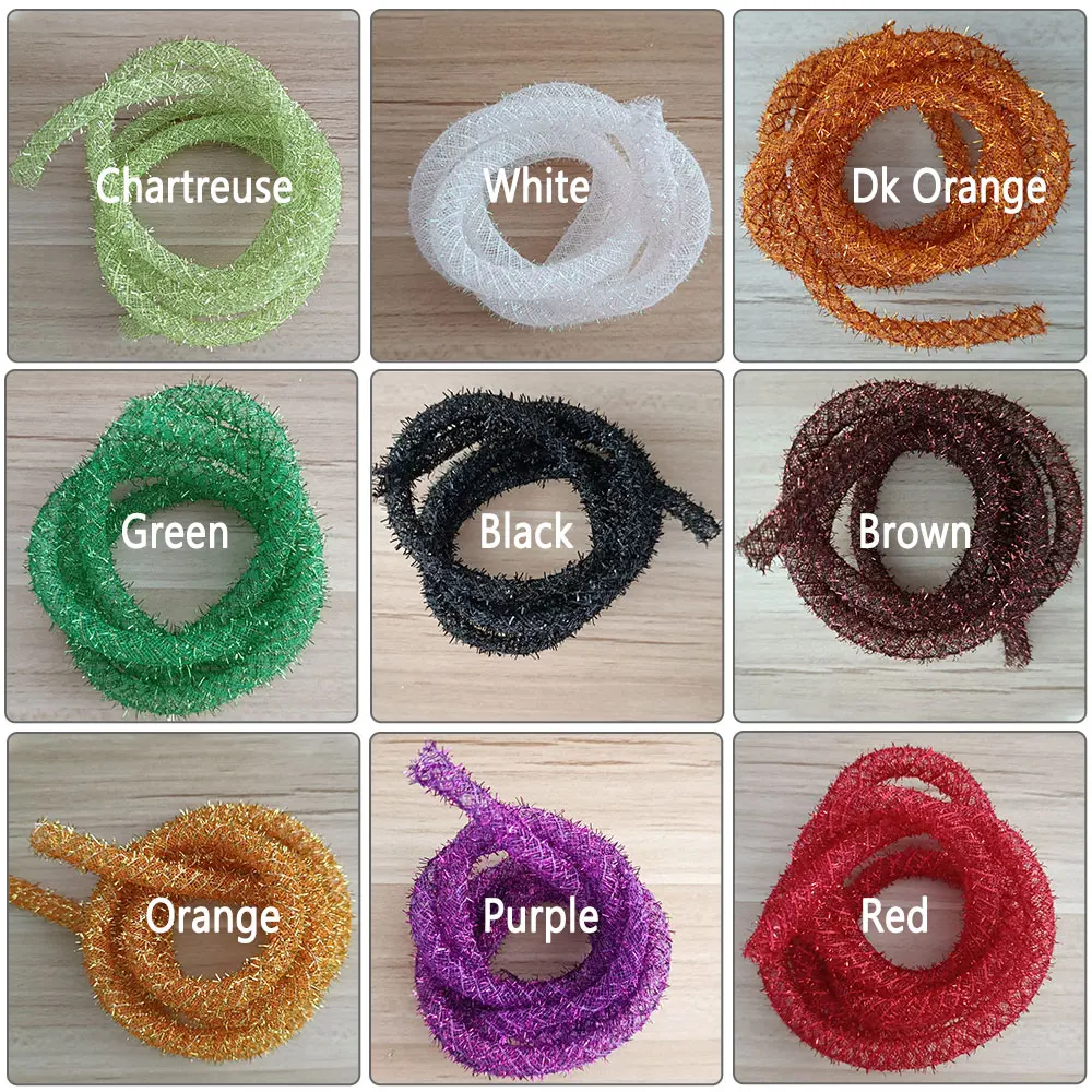 Bimoo-tubo trenzado Mylar de 2 metros, oropel Flashabou, tubo de malla Mylar, serpentina de pececillo, cebo, atado de moscas, Material, Señuelos de Pesca - imagen 4