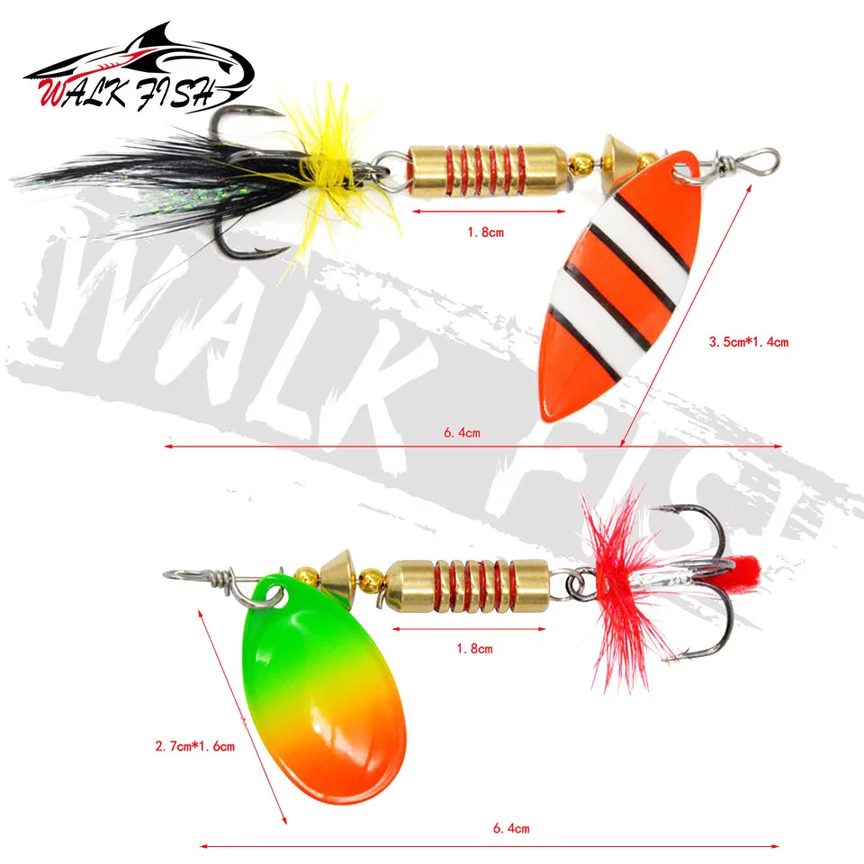 WALK FISH-señuelo giratorio de 6g, cebo duro, cuchara, pluma, anzuelo triple, Crankbait, lubina, Wobblers, 1 unidad - imagen 5